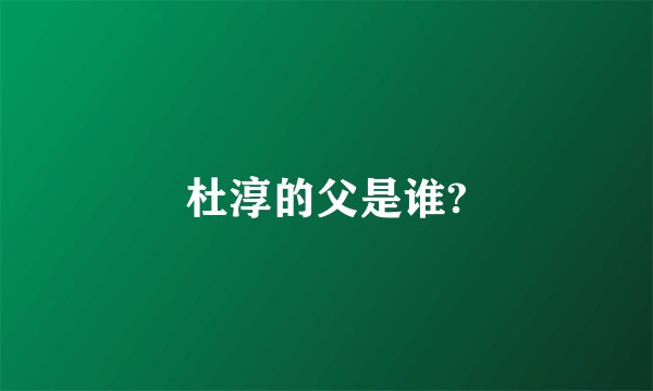 杜淳的父是谁?
