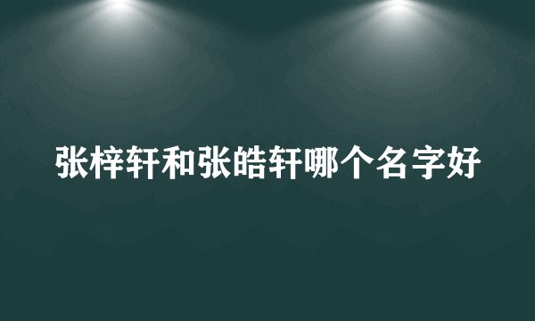 张梓轩和张皓轩哪个名字好