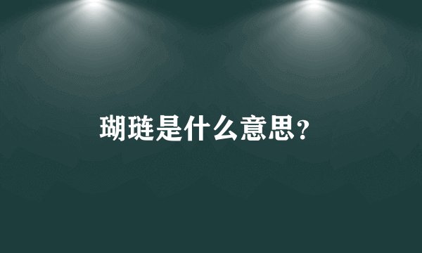瑚琏是什么意思？