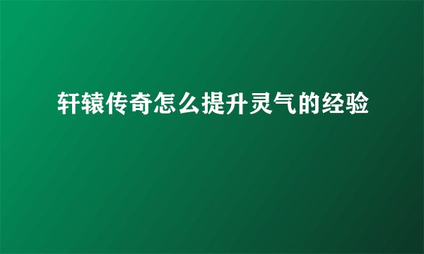 轩辕传奇怎么提升灵气的经验