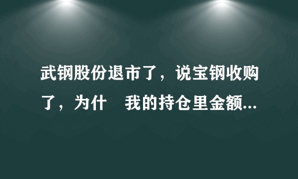 武钢股份退市了，说宝钢收购了，为什麼我的持仓里金额股票都没了