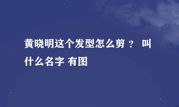 黄晓明这个发型怎么剪 ？ 叫什么名字 有图