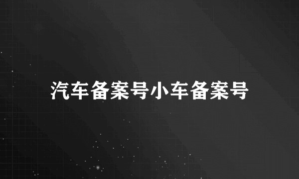 汽车备案号小车备案号