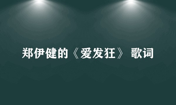 郑伊健的《爱发狂》 歌词