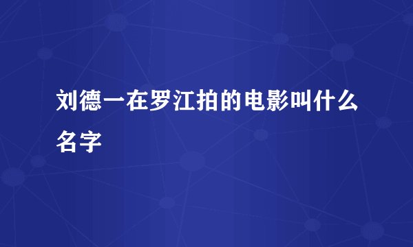 刘德一在罗江拍的电影叫什么名字