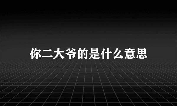 你二大爷的是什么意思
