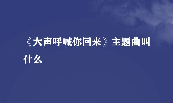 《大声呼喊你回来》主题曲叫什么