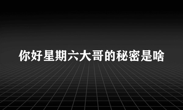 你好星期六大哥的秘密是啥