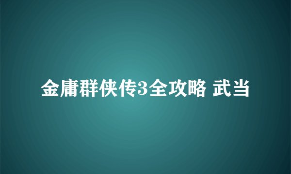 金庸群侠传3全攻略 武当