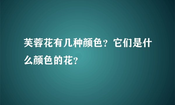 芙蓉花有几种颜色？它们是什么颜色的花？