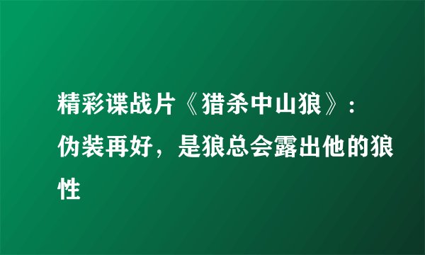 精彩谍战片《猎杀中山狼》：伪装再好，是狼总会露出他的狼性
