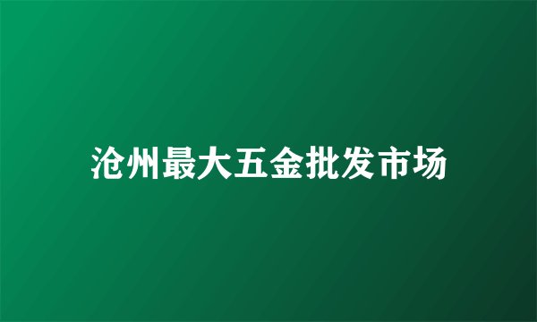 沧州最大五金批发市场