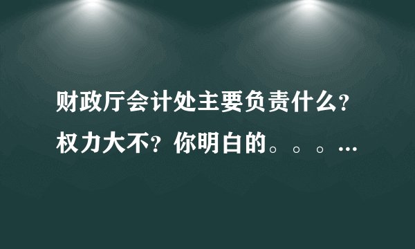 财政厅会计处主要负责什么？权力大不？你明白的。。。谢谢！请大侠给讲详细点啊