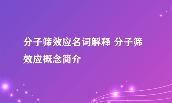 分子筛效应名词解释 分子筛效应概念简介