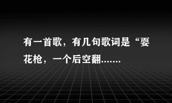 有一首歌，有几句歌词是“耍花枪，一个后空翻....”这是什么歌？