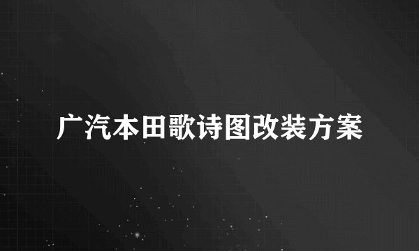 广汽本田歌诗图改装方案