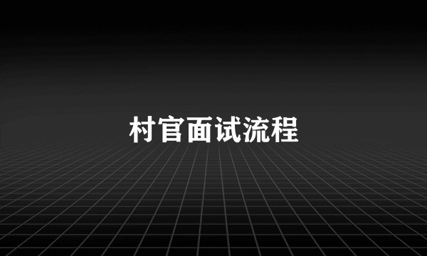 村官面试流程