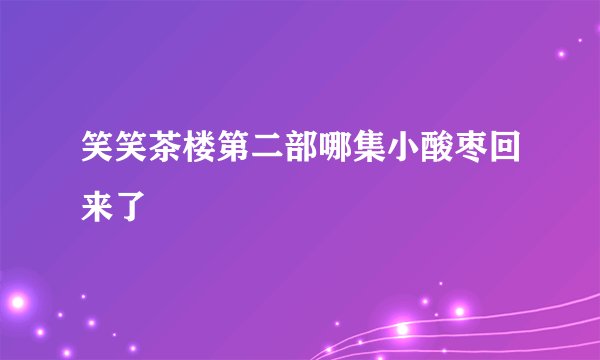笑笑茶楼第二部哪集小酸枣回来了