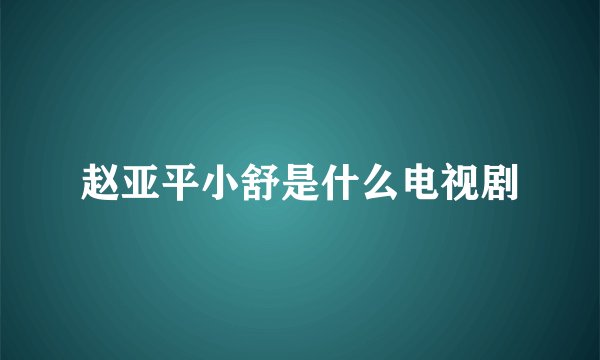 赵亚平小舒是什么电视剧