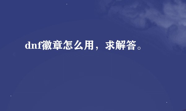 dnf徽章怎么用，求解答。