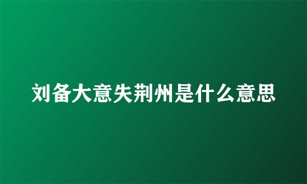 刘备大意失荆州是什么意思