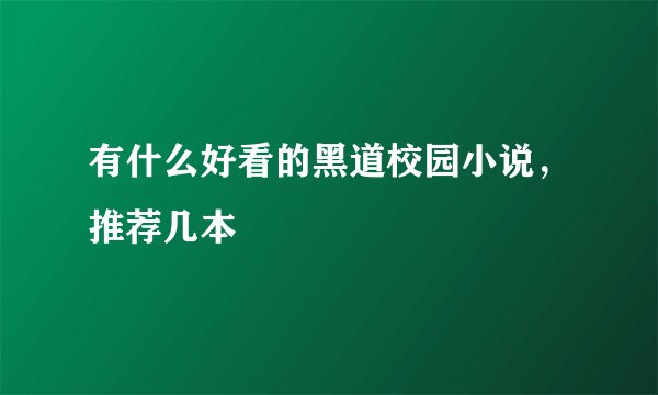有什么好看的黑道校园小说，推荐几本