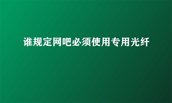 谁规定网吧必须使用专用光纤