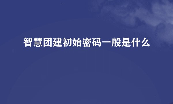智慧团建初始密码一般是什么