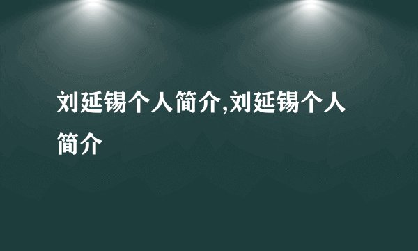 刘延锡个人简介,刘延锡个人简介