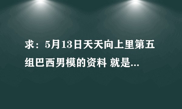 求：5月13日天天向上里第五组巴西男模的资料 就是金发碧眼19岁和混血的那个