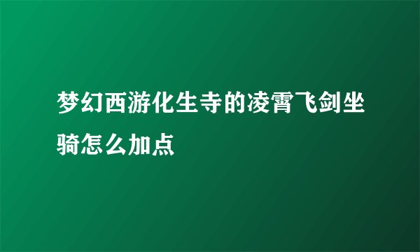 梦幻西游化生寺的凌霄飞剑坐骑怎么加点
