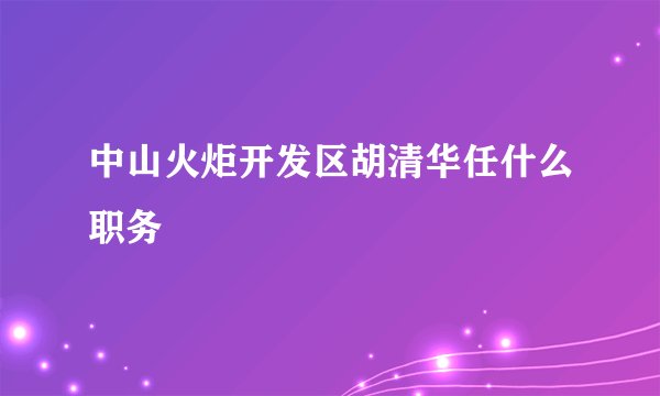 中山火炬开发区胡清华任什么职务
