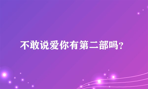 不敢说爱你有第二部吗？