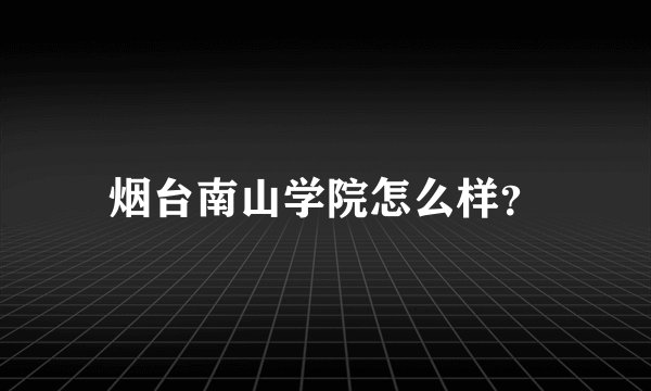 烟台南山学院怎么样？