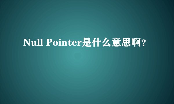 Null Pointer是什么意思啊？