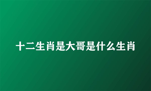 十二生肖是大哥是什么生肖