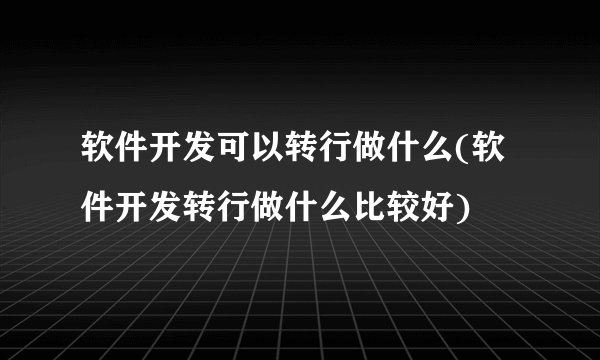 软件开发可以转行做什么(软件开发转行做什么比较好)