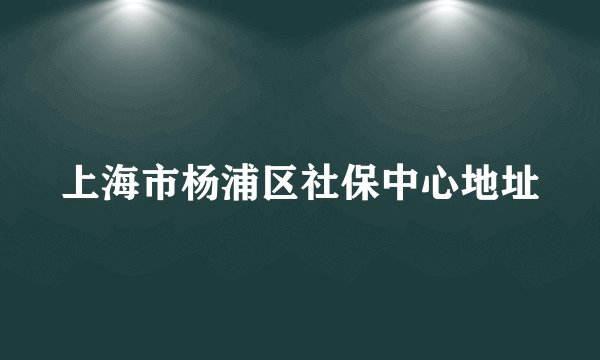 上海市杨浦区社保中心地址