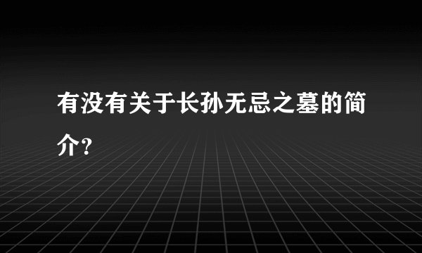 有没有关于长孙无忌之墓的简介？