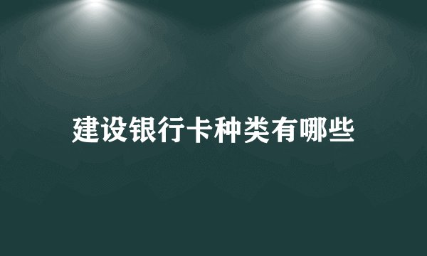 建设银行卡种类有哪些