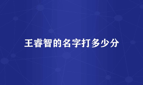 王睿智的名字打多少分