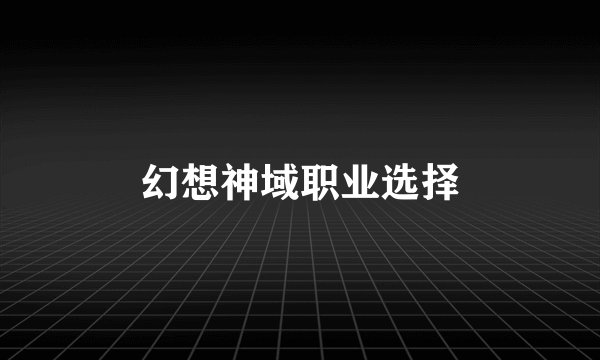 幻想神域职业选择