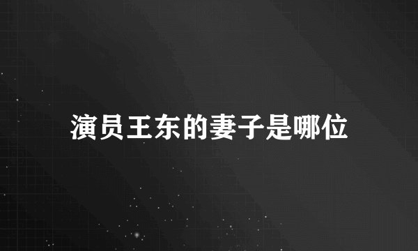 演员王东的妻子是哪位