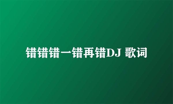 错错错一错再错DJ 歌词