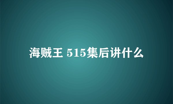 海贼王 515集后讲什么