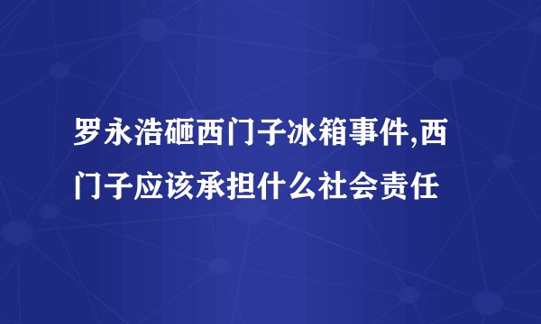 罗永浩砸西门子冰箱事件,西门子应该承担什么社会责任