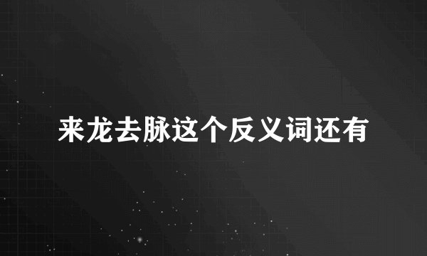 来龙去脉这个反义词还有