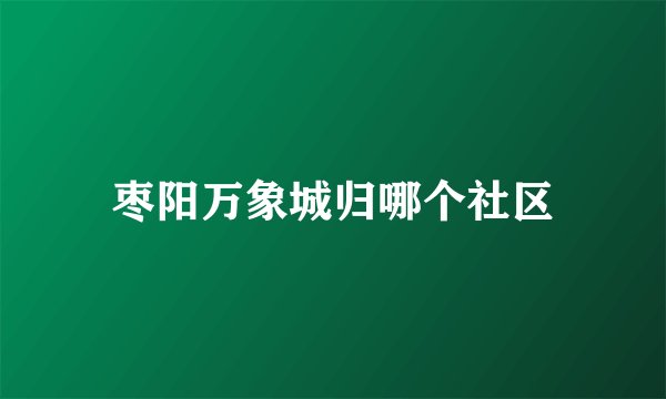 枣阳万象城归哪个社区