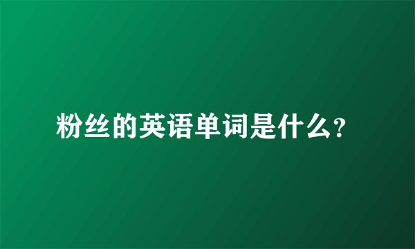 粉丝的英语单词是什么？