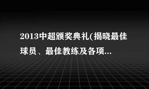 2013中超颁奖典礼(揭晓最佳球员、最佳教练及各项奖项获得者)